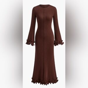 Commense Piping Ruffle Drawstring Knit Dress medium